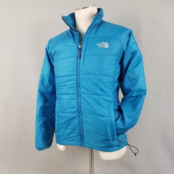The North Face Jacket Womens Medium Blue Insulated Puffer Full Zip Chest Pocket - Picture 7 of 15